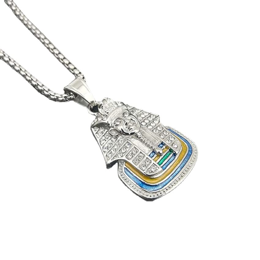 Zhubobo Mens Egypt Egyptian CZ Hip Hop Pharaoh Pendant Necklace Chain