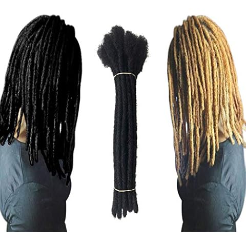 Yotchoi Human Hair Dreadlocks Extension Handmade Locs Large Size(diameter 0.8cm) 10inch 20 Strands/pack Natural Black #1B Cover