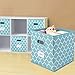 homyfort Cube Storage Organizer Bins 13x13 - Fabric Storage Cubes Bin Foldable Baskets Square Box with Labels and Dual Handles for Shelf, Nursery, Cabinet, Clothes, Toys, Set of 4 (Teal Blue)