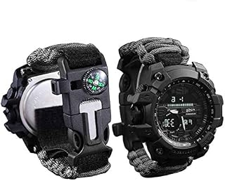 wejie Survival Bracelet Watch, Men and Women Digital Outdoor Sports Watch, 6-IN-1 Waterproof