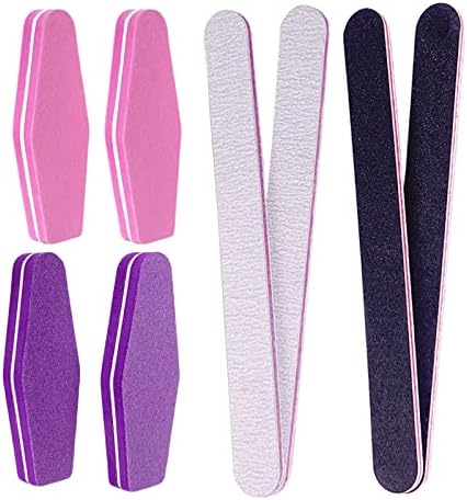 8 Pcs Nail File and Buffer, Nail Files for Acrylic Nails Buffers Blocks 100/180 Grit, Fingernail Buffing Block Natural Nails Limas para Portable Sanding Professional Manicure Kit Supplies