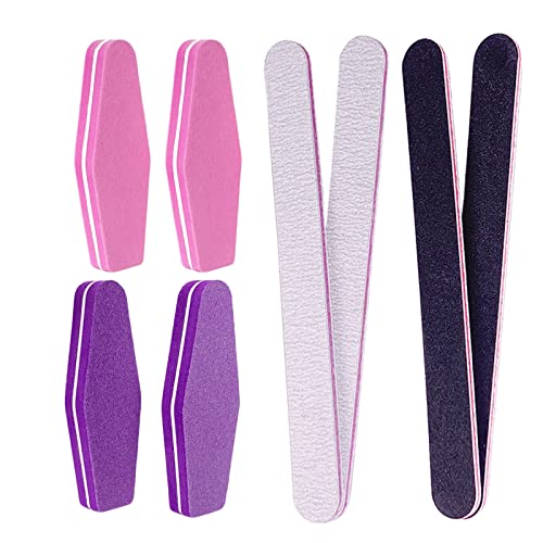8 Pcs Nail File And Buffer, Nail Files For Acrylic Nails Buffers Blocks 100/180 Grit, Fingernail Buffing Block Natural Nails Limas Para Portable Sanding Professional Manicure Kit Supplies #TOP26
