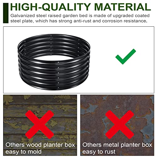 EDOSTORY 17\" Tall, 42\" Round Metal Raised Bed Garden Bed Kit, Galvanized Planter Raised Garden Boxes Outdoor, Large Metal Raised Garden Beds for Vegetables, Flowers, Herbs - Thumbnail 2