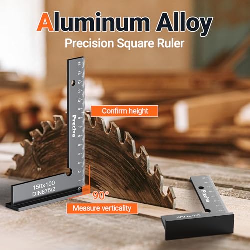 Schlosserwinkel Set, Preciva 2 Stück 90° Anschlagwinkel Zimmermannswinkel mit Messskala(cm) für Präzise Arbeiten im Metallbau und Werkstatt, Größe 100 x 70mm und 150 x 100mm – Bild 5