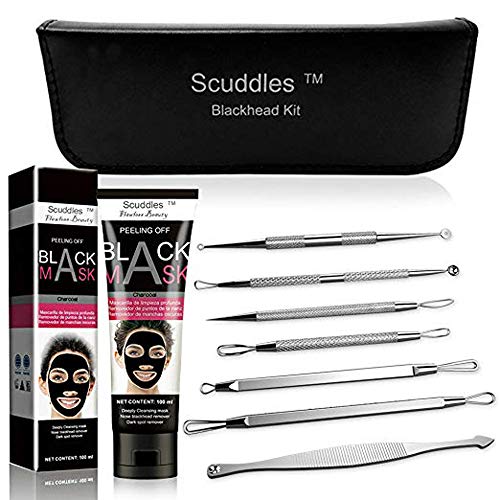 Epique Beauty Blackhead, Blemish and Comedones Extractor Black - Great Acne Pimples Remover Tool Kit - Professional Facial Set