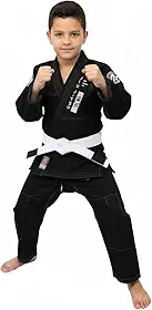 Kimono Jiu Jitsu Infantil, preto, azul branco e rosa brim reforçado com faixa branca com tarja preta