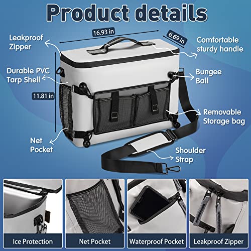 2 Pcs Kayak Cooler Behind Seat Waterproof Seat Back Kayaks Cooler Portable Ice Chest Cooler Kayak Accessories Cooler Bag For Lawn Chair Styles Kayaking Camping Travel Beaches (Gray) #TOP1