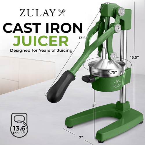 Image of Zulay Kitchen Cast Iron Juicer - Heavy Duty Manual Juicer with Detachable Strainers for Easy Cleaning, Orange Juice Press for Citrus Fruits, Perfect for Bartenders, Juice Lovers & Health Enthusiasts