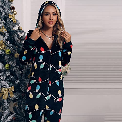 Women's Cute Sherpa Romper Fleece Onesie Pajama One-Piece Zipper Plus Size Hooded Jumpsuit Plush Sleepwear Playsuit #TOP7