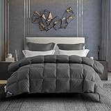 Drtoor Goose Down Comforter King, Grey Winter Feather Duvet Insert, 100% Egyptian Cotton, 1200...
