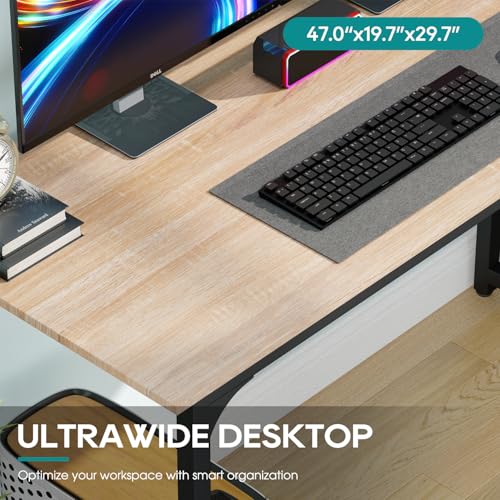 Image of BestOffice Computer Desk,Home Office Desk, Modern Simple Style for Home Office Study Writing (Nature, 47 Inch)