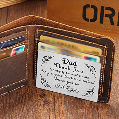 Laluminter Dad Wedding Gift from Son, Engraved Wallet Card for Groom's Dad, Father Wedding Card Keepsake4