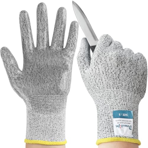 Image of Dowellife Level 5 Cut Resistant Gloves with Silicone Coating, Food Grade Kitchen Knife Safety Gloves, Work Gloves for Chef, Mandoline Oyster Shucking Meat Cutting Wood Carving (Gray X-Large), Grey