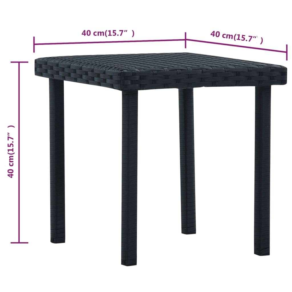 Tavolo da giardino nero, 40 x 40 x 40 cm, in polyrattan, resistente alle intemperie, stabile, per balcone, terrazza, giardino, mobili da esterni, salvaspazio, facile da pulire, per campeggio
