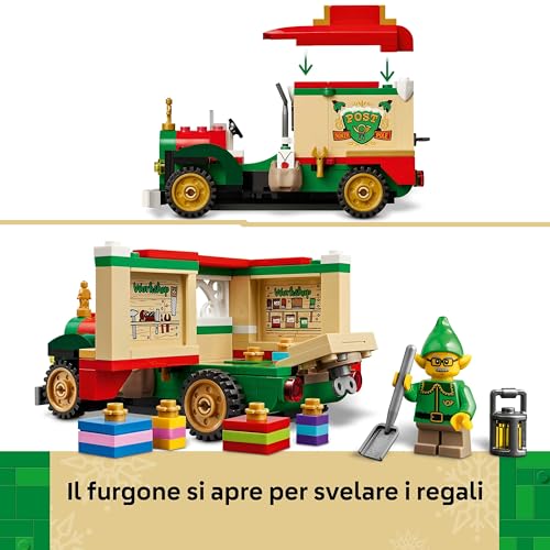 Furgone delle Consegne di Babbo Natale - Colorato Modellino da Gioco e da Esposizione con Albero di Natale, Pacchi Regalo e Decorazioni - Regalo Natalizio per Bambini e Bambine da 8 Anni - 40746 - Lego - Immagine 5