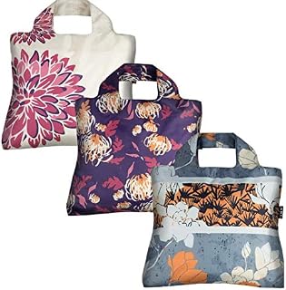 Reusable Grocery Bags- Set of 3 Oriental Spice, Envirosax Foldable Quality Shopping Tote Bag, Eco-Friendly Polyester, Waterproof and Machine Washable. For Shopping, Travel, Arts, Crafts, Multi Use