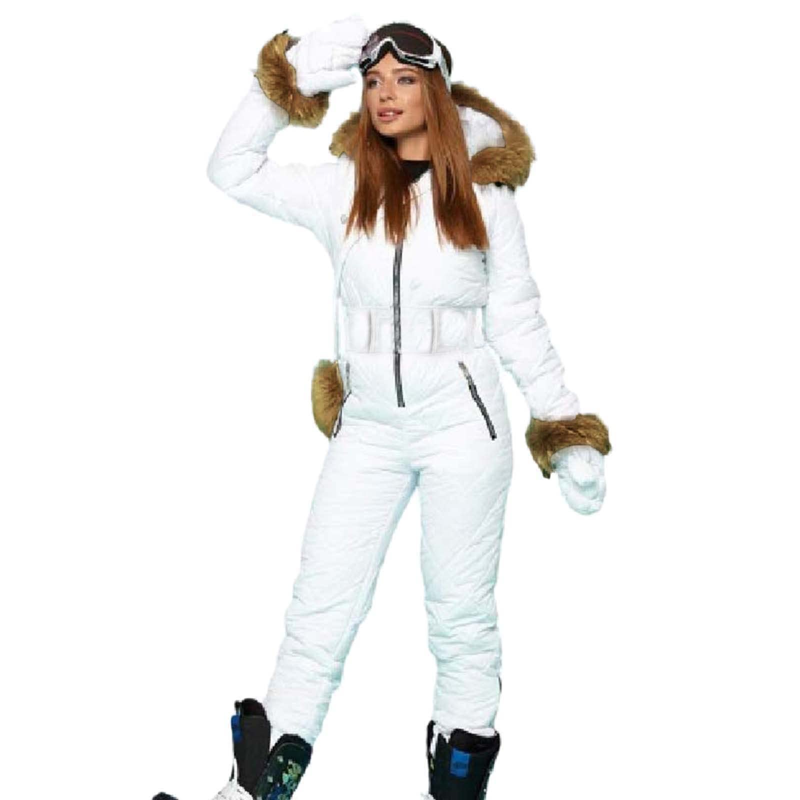 Combinaison de ski pour femme - Une pièce - Imperméable - Longue combinaison de ski - Thermique - Vêtement de ski chaud avec capuche - Combinaison de ski - Ensemble de ski - Combinaison