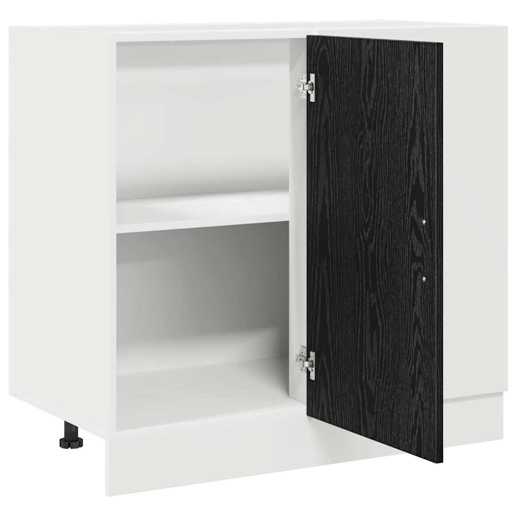 Armadio angolare da cucina nero effetto quercia in legno 86 x 46 x 81,5 cm con anta, ampio spazio per cucina, sala da pranzo e dispensa, versatile armadio multiuso