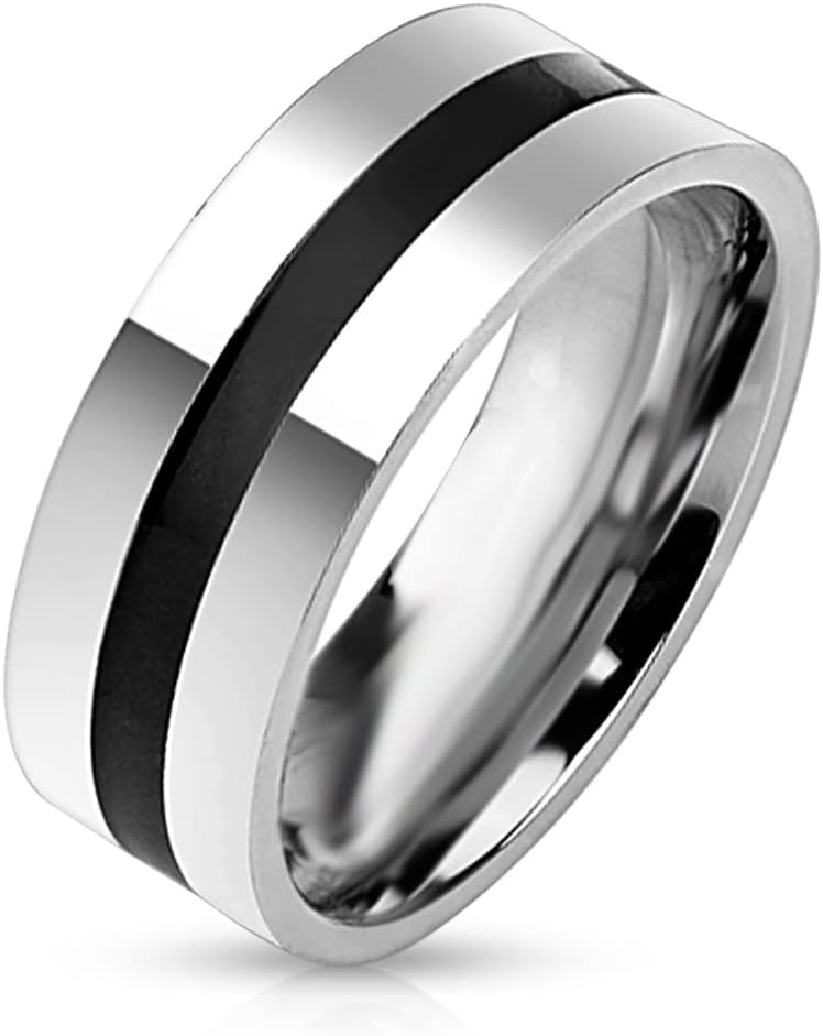 LaRaso & Co His and Hers 3 Piece Trio Sterling Silver Black Wedding Band Engagement Ring Set