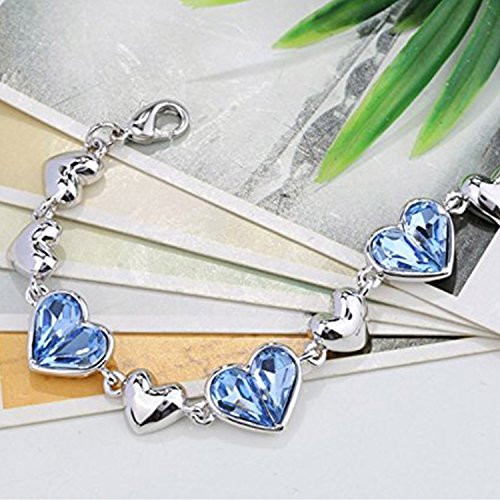 Crystal Dual Heart Love Bracelet in Blue