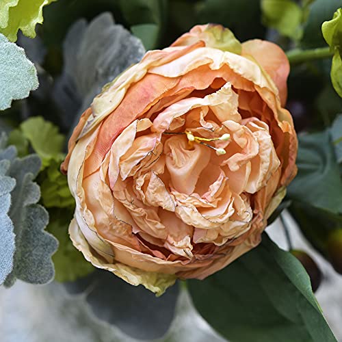 Image of FiveSeasonStuff Vintage Dusty Coral Pink Peonies - Artificial Silk Flowers with Intentional Aged, Naturally Textured Petals, 6 Stems