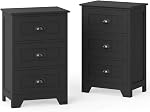 Giantex Nightstand with 3 Drawers, Bedside Table with Exquisite Metal Handles, Accent Table Sofa Side Table with Anti-toppling Device for Bedroom, Study, White