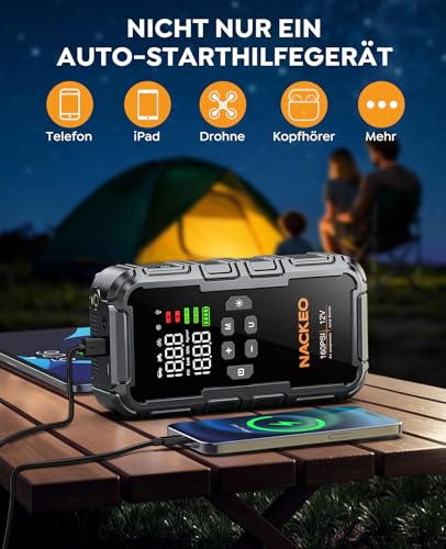 8000A Starthilfe Powerbank für Pkw mit Kompressor (160PSI), 12V Auto Starthilfe Powerbank für Benzin & bis 12L Diesel… – Ansicht 4