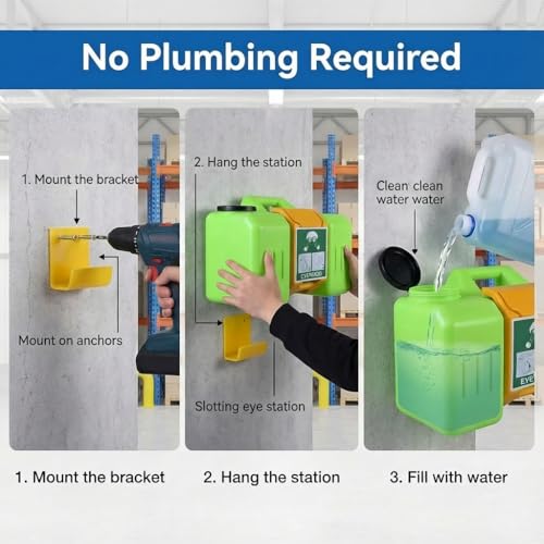 Image of 9Gallon Portable Eyewash Station Units - OSHA Approved Emergency Eye Wash Stations Wall Mounted,First Aid,Lasting for 15 Minutes