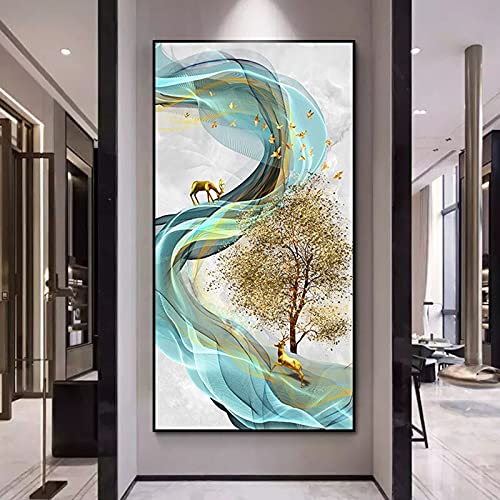 Broderie diamant arbre d'argent 5D en strass de cristal