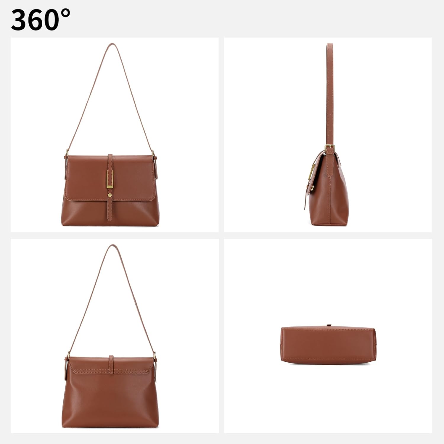 SENDEFN Classic Shoulder Bag for Women Retro Satchel Crossbody Handbags with Zipper Closure Shoulder Purse Vintage - Image 6