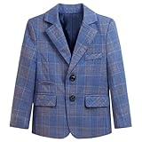 Little and Big Boys' Blazer Button Plaid Suit Jackets Dress School Sport Coats 361Blue 160CM(11-12Y)