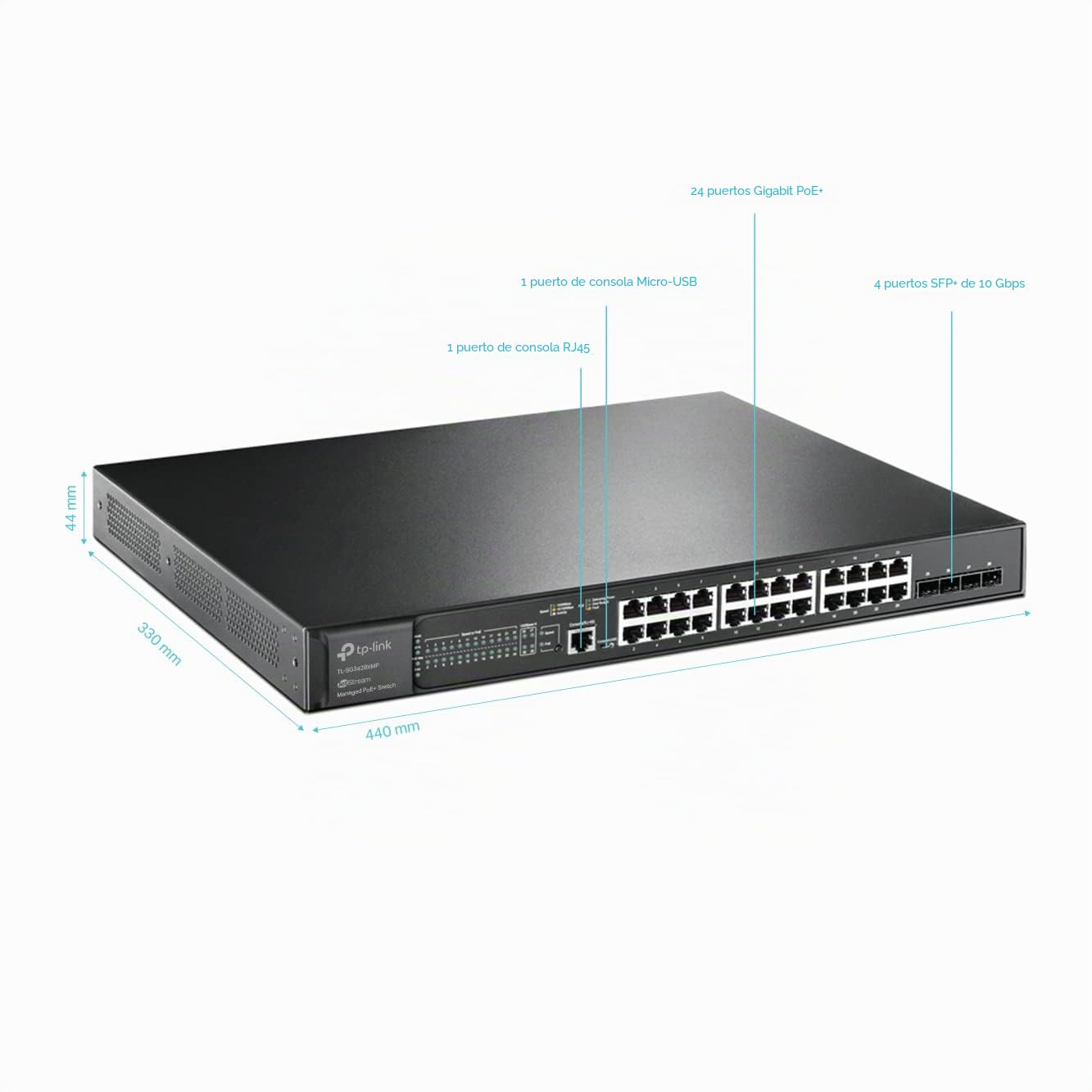 TP-LINK TL-SG3428XMP Switch Gestionado L2+ Gigabit Ethernet (10/100/1000) Energía sobre Ethernet (PoE) Negro
