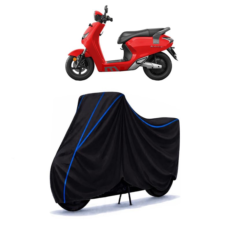 Image of Scooty Cover Water Resistant for Bounce Infinity E1 | Universal Scooter & Bike Cover | Heavy Duty UV Dust, Rain & Scratch Protection Weather Indoor Outdoor | Black with Blue Piping