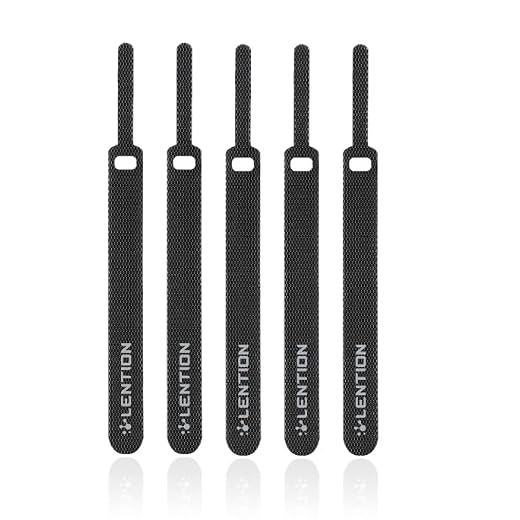 Cable Management Straps, 5 Pack Reusable Hook and Loop Cable Organizer for Wires & Cords (83mm x 10mm)