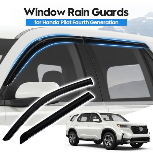 Image of Pilot Rain Guards - Window Visors for Honda Pilot 2023-2026, Out-Channel Side Window Rain Guards for Pilot, 4PCS, Black, Car Accessories