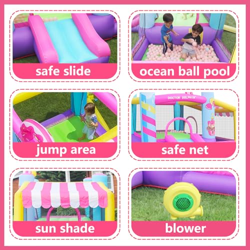 Doctor Dolphin Bounce House for Kids, Inflatable Indoor Bounce House, Bouncy House with Slide, Bouncy Castle with Blower, Jump House for Backyard - Image 7