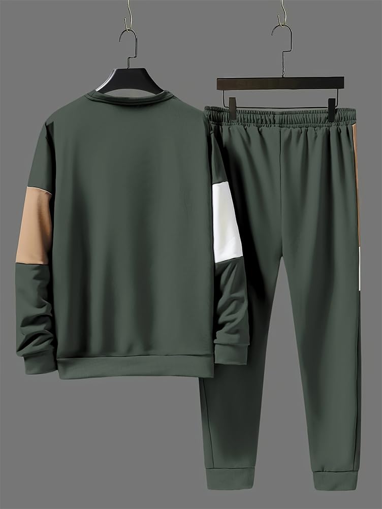 Ensemble Homme Jogging Survetement 2 Pièces à Manches Longues Tenue de Sport Outfits Sweat et Pantalons Longue Automne Hiver