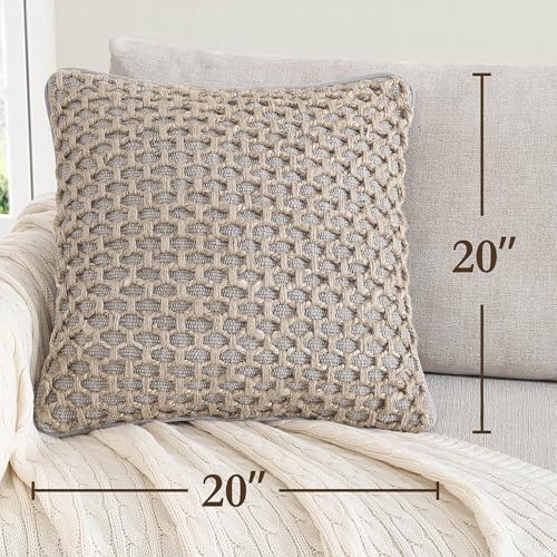 Boho Living Jada 2 Pc Decorative Throw Pillow Covers, Pillow Insert not Included, Premium Woven Design, Living Room Décor, (2) 20" x 20", Grey by Boho Living - Image 3