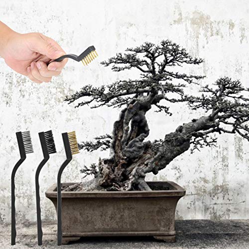 Taidda- Escova de arame de limpeza durável, escova de bonsai, antiderrapante, com cabo de plástico p