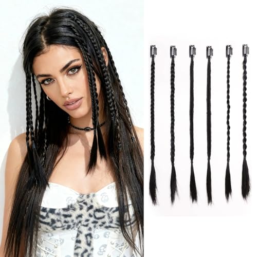 6 PCS Clip in Braid Hair Extensions for Braids 14'' Synthetic