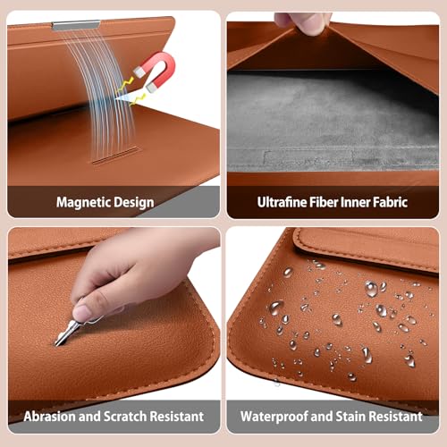 Funda portátil contra arañazos con base elevadora para MacBook Air M1 y Surface marrón 6