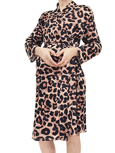 Image of SUFEINI Maternity Robe and Matching Baby Swaddle Blanket Set, Mommy Robe with Receiving Blanket Girls Boys Sleepwear