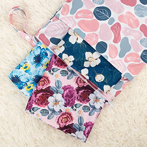 Image of Babygoal Wet Dry Bags for Baby Cloth Diapers, Washable Travel Bags, Beach, Pool, Gym Bag for Swimsuits & Wet Clothes with Two Zippered Pockets 4 Pack, 4LN14