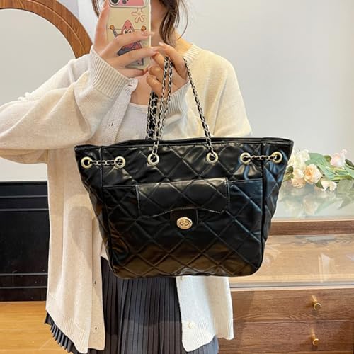 Tote Bag for Women Quilted Leather Top Handle Bags Satchel Shoulder Chain Strap Crossbody Bag Hobo Purse Work Commuter3
