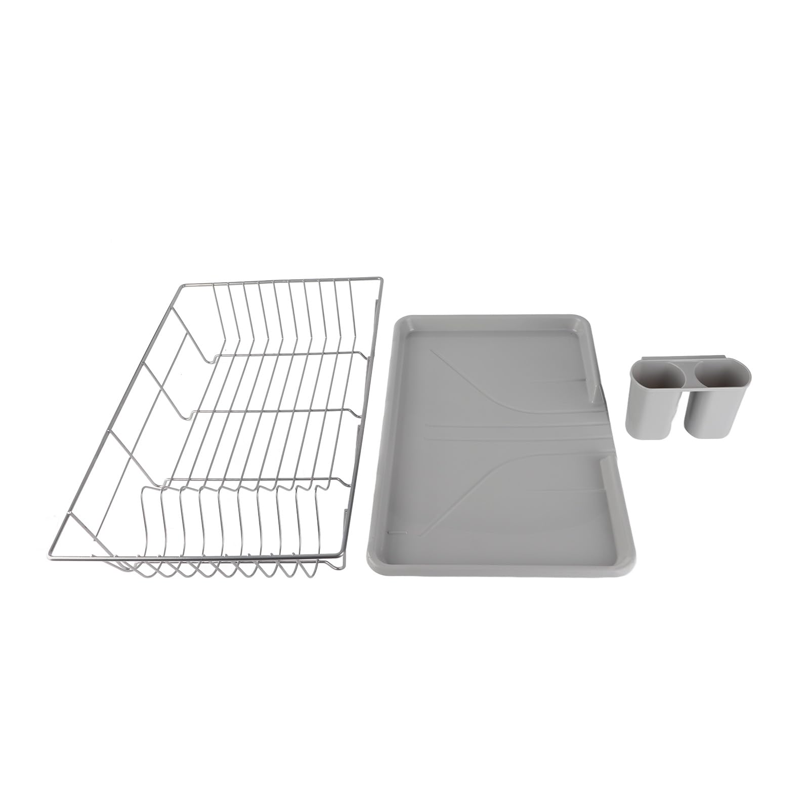 GLOGLOW Rejilla para Secar Platos Soporte para Utensilios de Cocina de Metal, Rejillas para Platos de Acero Galvanizado con Bandeja de Goteo y Rejilla para Palillos Extraíble, 48 X 30 X 11 Cm para de