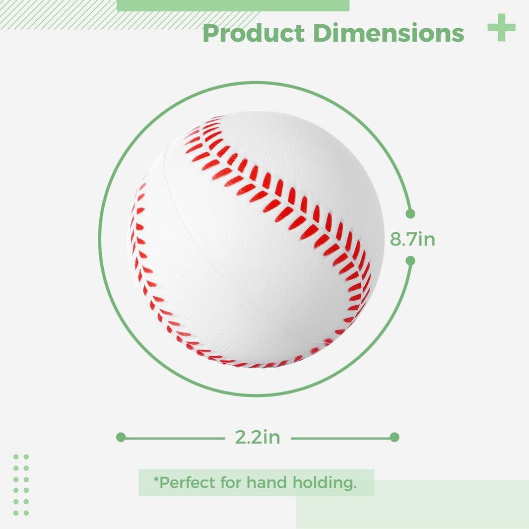 Mini palle da baseball in schiuma, confezione da 12, palline morbide antistress per adolescenti, palline da allenamento sportive da 5,6 cm per pratica di battuta e cattura, ideali per feste e