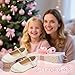 THEE BRON Flower Girl Shoes for Weddings Pearl Ballet Flats with Adjustable Bows & Soft Sole(AF402 Little Kid,Ivory/11M)