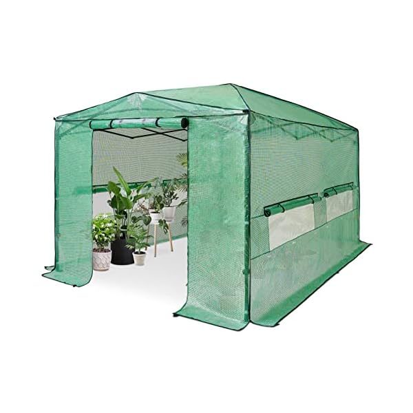OUTFINE 8'x12' Portable Heavy Duty Walk-in Greenhouse Instant Pop-up Greenhouse Indoor Outdoor Plant Gardening House Canopy, Front and Rear Roll-Up Zipper Doors and Four Roll-Up Side Windows