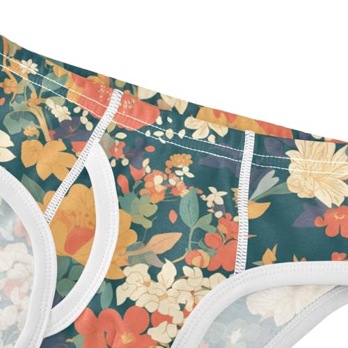 KLL Colourful Small Liberty Blooming on Green Background Toddler Boy Pure Cotton Nighttime Underwear Breathable Children4