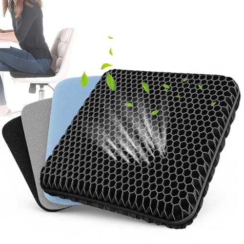 The Eleven Zone Cojín Asiento Gel Ergonómico Silla + 3 Fundas Lavables Asiento Gel Aliviar Ciática y Dolor Lumbar | Ortopédico Oficina Ordenador